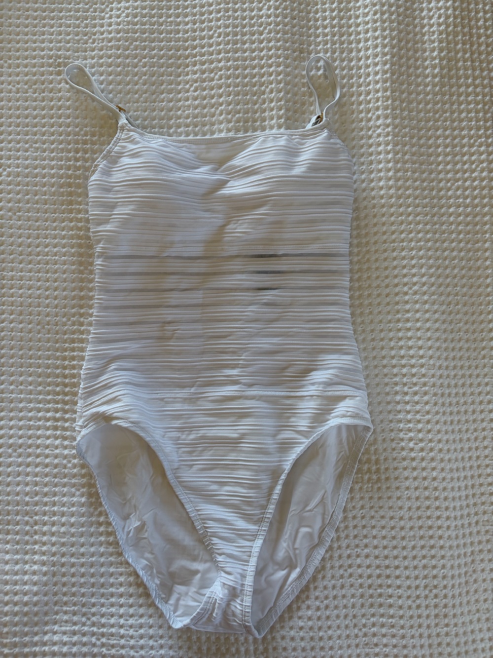 La Blanca White Fluid Lines One Piece Swimsuit - NWT Size 10
